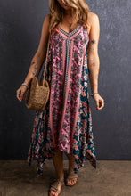 Cargar imagen en el visor de la galería, Pink Bohemian Floral Patchwork Print Long Sundress
