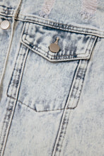 Load image into Gallery viewer, Beau Blue Light Wash Buttoned Chest Pocket Puff Sleeve Denim Jacket
