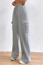 Cargar imagen en el visor de la galería, Light Grey Drawstring Waist Cargo Sweatpants
