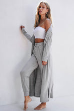 Cargar imagen en el visor de la galería, Light Grey Split Long Cardigan and Skinny Pants Lounge Set
