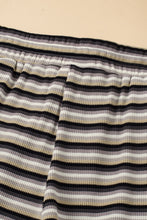 Load image into Gallery viewer, Black Stripe Rainbow Tee Tasseled String Wide Leg Pants Set

