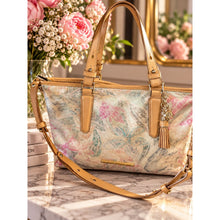 Load image into Gallery viewer, Brahmin Floral Print Crème Talitha Mini Asher Tote Bag with Tan Leather Trim
