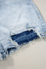 Load image into Gallery viewer, Light Blue Vintage Washed Raw Edge Jean Shorts
