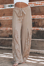 Load image into Gallery viewer, Smoke Gray Boho Lace Patchwork Wide Leg High Waist Pants
