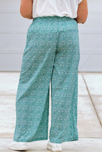 Load image into Gallery viewer, Green Curvy Girl Floral Tied Waist Wide Leg Pants
