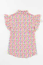 Cargar imagen en el visor de la galería, Multicolour Chevron Print Ruffled Sleeve Blouse
