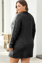 Cargar imagen en el visor de la galería, Black Cable Knit Drop Shoulder Loose Fit Sweater Dress
