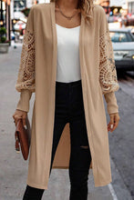 Cargar imagen en el visor de la galería, Parchment Lace Patchwork Ribbed Knit Open Front Duster Cardigan
