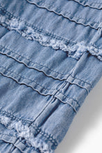 Cargar imagen en el visor de la galería, Dusk Blue Tiered Raw Edge Ruffled Plus Size Wide Leg Denim Pants
