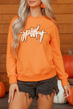 Load image into Gallery viewer, Grapefruit Orange Spooky Graphic Halloween Crew Neck Holiday Sweatshirt
