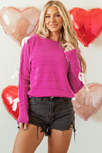 Cargar imagen en el visor de la galería, Hot Pink Bow Knot Cut Out Round Neck Loose Sweater
