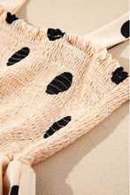 Load image into Gallery viewer, Oatmeal Polka Dot Smocked Fit Flared Sleeveless Long Dress
