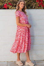 Load image into Gallery viewer, Pink Boho Printed Short Sleeve Flare Tiered Dress

