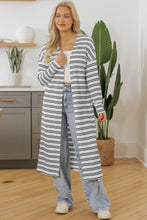 Cargar imagen en el visor de la galería, Black Stripe Print Open Front Duster Cardigan
