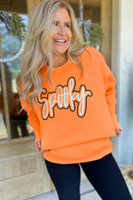 Load image into Gallery viewer, Grapefruit Orange Spooky Graphic Halloween Crew Neck Holiday Sweatshirt
