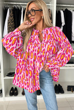Load image into Gallery viewer, Rose Red Oversized Leopard Print Balloon Sleeve Casual Shirt
