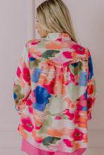 Load image into Gallery viewer, Rose Abstract Print Ruffled Puff Sleeve Shirt
