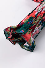 Load image into Gallery viewer, Green Abstract Print Smocked Cuffs Frilled Neck Blouse
