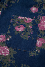 Cargar imagen en el visor de la galería, Blue Beau Floral Print Pleated High Waist Wide Leg Denim Jumpsuit
