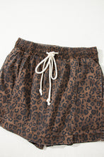 Load image into Gallery viewer, Brown Leopard Print Elastic Waist Drawstring Denim Skort
