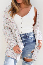 Load image into Gallery viewer, White Multicolor Dotted Rib Knit Long Sleeve Cardigan
