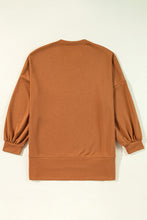 Cargar imagen en el visor de la galería, Chestnut Sequin Happy Halloween Graphic Notched Neck Long Sleeve Loose Top
