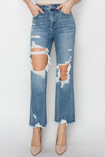 Load image into Gallery viewer, RISEN High Rise Distressed Crop Straight Jeans
