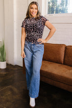 Load image into Gallery viewer, Khaki Leopard Print Sheer Mesh Short Sleeve Top
