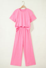 Cargar imagen en el visor de la galería, Sachet Pink Solid Cover Oversize Tee Pocketed Casual Pants 2pcs Outfit
