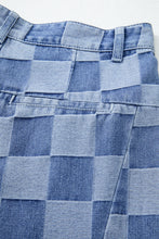 Cargar imagen en el visor de la galería, Dusk Blue Checkered Denim Wide Leg Jeans
