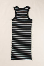 Cargar imagen en el visor de la galería, Black Stripe Ribbed Knit Tank Mini Dress
