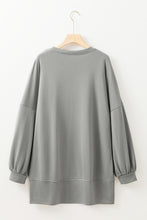 Cargar imagen en el visor de la galería, Medium Grey Sequin Happy Halloween Graphic Notched Neck Long Sleeve Loose Top
