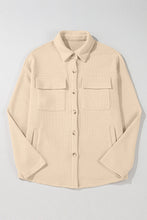 Load image into Gallery viewer, Apricot Solid Color Corduroy Buttoned Long Sleeve Shacket
