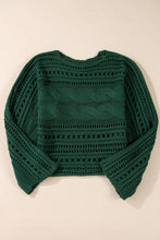 Cargar imagen en el visor de la galería, Blackish Green Hollow-out Cable Knit Cropped Sweater
