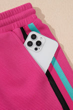 Load image into Gallery viewer, Strawberry Pink Striped Detail Flutter Sleeve Zipped Collar Short Set
