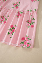 Cargar imagen en el visor de la galería, Pink Notched Neck Flutter Short Sleeve Floral Print Maxi Dress

