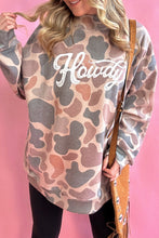 Cargar imagen en el visor de la galería, Multicolour Camo Print Howdy Western Style Baggy Pullover Sweatshirt
