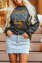 Load image into Gallery viewer, Dark Grey Halloween Pumpkin Spice Baby Graphic Textured Sweatshirt
