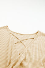 Cargar imagen en el visor de la galería, Apricot Sequin Patchwork Sleeve Open Back Waffle Knit Top
