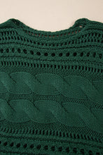 Cargar imagen en el visor de la galería, Blackish Green Hollow-out Cable Knit Cropped Sweater
