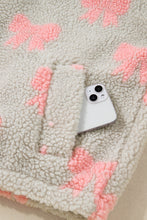 Cargar imagen en el visor de la galería, Gray Bow Sherpa Quarter Zip Drop Shoulder Baggy Sweatshirt
