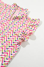 Cargar imagen en el visor de la galería, Multicolour Chevron Print Ruffled Sleeve Blouse
