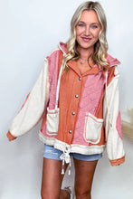 Load image into Gallery viewer, Coral Quilted Textured Patchwork Loose Fit Hooded Jacket
