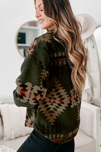 Load image into Gallery viewer, Green Aztec Print Flap Pockets Long Sleeve Shacket
