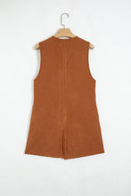Load image into Gallery viewer, Cinnamon Solid Color Tie V Neck Sleeveless Corduroy Romper

