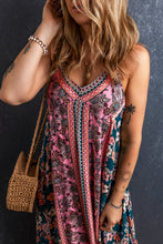 Cargar imagen en el visor de la galería, Pink Bohemian Floral Patchwork Print Long Sundress
