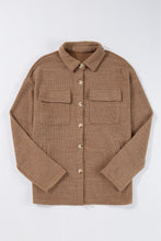 Load image into Gallery viewer, Dark Khaki Solid Color Corduroy Buttoned Long Sleeve Shacket
