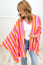 Cargar imagen en el visor de la galería, Rose Stripe Wide Sleeve Open Front Kimono
