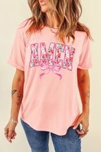 Load image into Gallery viewer, Pink Floral AMEN Bow Graphic Crewneck T Shirt
