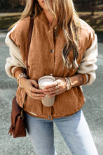 Cargar imagen en el visor de la galería, Buckskin Corduroy Fleece Patchwork Buttoned Bomber Jacket
